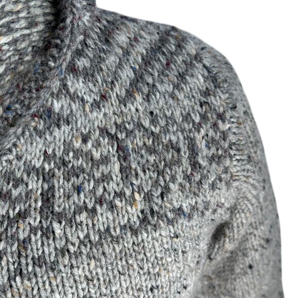 Inis Crafts Cardigan Hoodie Sweater Womens Small Gray Wool Long Duster Full Zip - Picture 4 of 10